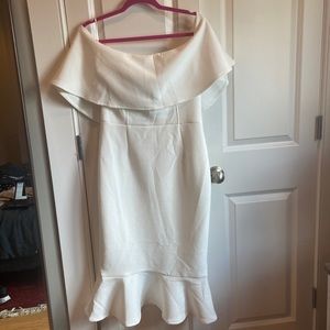 Off the should white textured dress